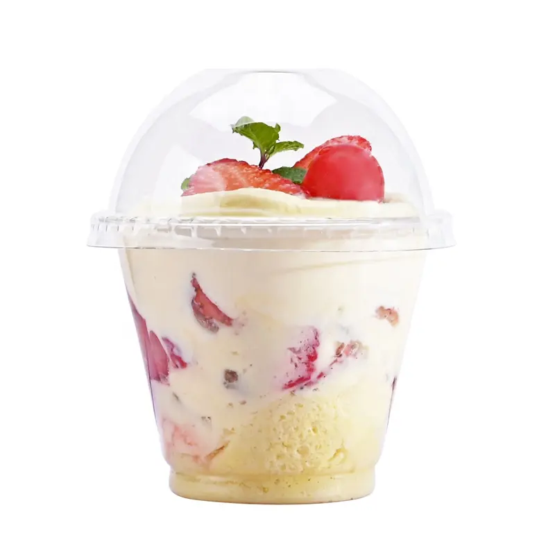 डिस्पोजेबल प्लास्टिक पालतू मिनी केक कप मिठाई हलवा कप बर्फ शंकु आइस क्रीम कंटेनर रेगिस्तान कप lids के साथ
