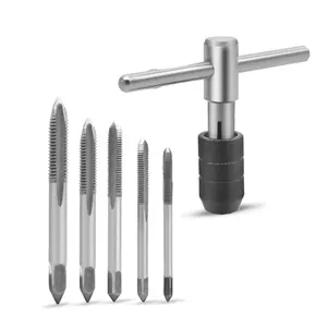 5/6 Buah/Set Bor Tap Wrench Tapping Threading Tool M3-M8 Obeng Tap Holder Alat Tangan Thread Metric Plug Tap Screw Taps