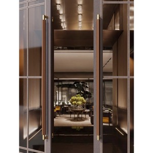 Poignée de <span class=keywords><strong>porte</strong></span> minimaliste Wabi Sabi en bois massif, quincaillerie d'entrée en bois naturel pour hôtels, cafés, boutiques, portes coulissantes en verre à pousser et à tirer - Product Image 1