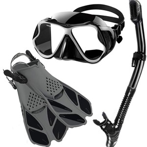 Kit de Snorkel, Máscara de Buceo, Aletas, Color Cian y Negro, Talla Adulto S M L XL, Resistente al Agua, Deportes Acuáticos - Product Image 4