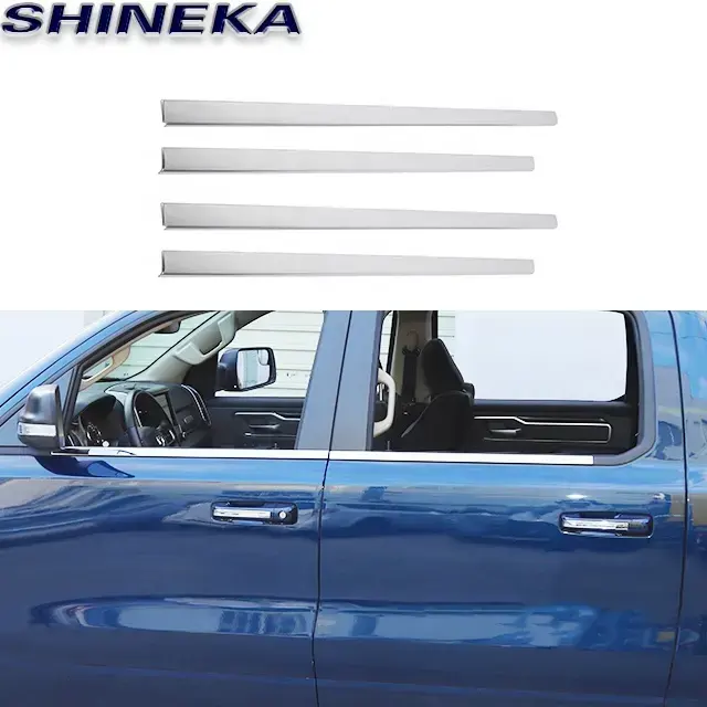Car Decoration Moulding Accessories Stainless Steel Chrome Window Trim Strip for Dodge Ram 2018+