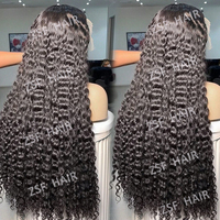 Perruque indienne bouclée Deep Wave de 30 pouces, grade 12A, avec dentelle frontale HD transparente 13x4, cheveux humains bruts alignés sur les cuticules