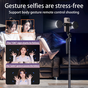 Perche à <span class=keywords><strong>selfie</strong></span> pliable professionnelle à rotation automatique avec suivi du visage et lumière d'appoint, portée de 10 m, 180 cm, directement de l'usine - Product Image 6