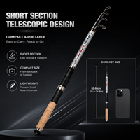 Canne à pêche télescopique super légère en fibre de carbone et composite de carbone mélangé pour la pêche en lac, longueurs 2,1m, 2,4m, 2,7m, 3,0m, 3,6m, 3,9m