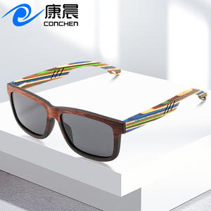 Lunettes de soleil en bois Conchen, monture carrée, polarisées UV400, unisexe, mode, voyage, conduite W3080 - Product Image 5