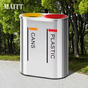 <span class=keywords><strong>Poubelle</strong></span> à <span class=keywords><strong>deux</strong></span> <span class=keywords><strong>compartiments</strong></span> en acier inoxydable de grande taille et haute capacité - Product Image 2