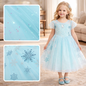 Robe de princesse <span class=keywords><strong>Elsa</strong></span> Reine des Neiges, incroyablement bon marché, en provenance d'excédents d'entrepôt, avec maille scintillante <span class=keywords><strong>et</strong></span> respirante, livraison par fret aérien, cadeau de concours de beauté - Product Image 4