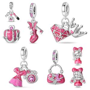 Cross-Border Nuevo para Pink Series Regalo Princess Cut Girl Bag Shoes Charms Beads DIY Accesorios Charms Platinum - Product Image 2