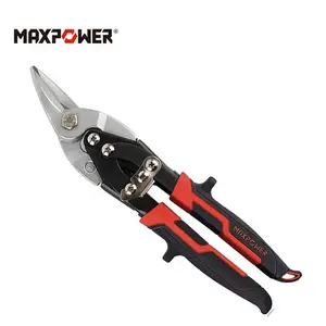 MAXPOWER Offset Stainless Steel Cutting Shears Left Cut Aviation Snips with Forged Blade