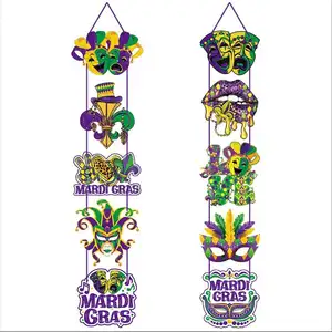 Украшение двери Mardi gras, баннер Mardi gras, тема Mardi gras, наружный приветственный баннер, украшение для вечеринки