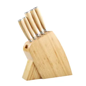 Conjunto de facas de cozinha em aço inoxidável, alta qualidade, 5 peças, com cabo de bambu, faca profissional de chef