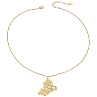 Collier Pendentif Carte Islamique Arabe Allah en Acier Inoxydable Étanche et Anti-ternissement, Bijou de Mode Coranique, Vente en Gros