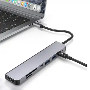 Uyumlu tip c usb hub tf usb kart okuyucu 3.0 usb c 8 in 1 hub usb şarj istasyonu standı