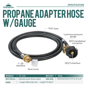 <span class=keywords><strong>Adaptateur</strong></span> de réchaud de camping Campingmoon <span class=keywords><strong>Propane</strong></span> à <span class=keywords><strong>Butane</strong></span> avec valve de tuyau d'extension en caoutchouc Convertir - Product Image 2