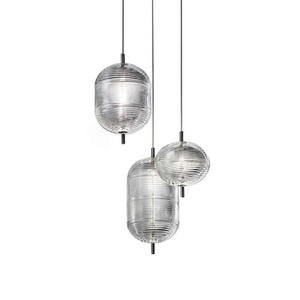 Современная подвесная люстра-кластер из прозрачного рифленого стекла со светодиодами для столовой, гостиной, лестницы, отеля - Product Image 1