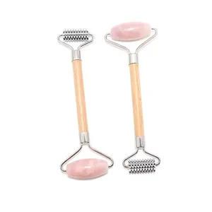 Hồng tre xử lý ngọc đá làm mát mặt massager Rose Quarts mặt con lăn với răng