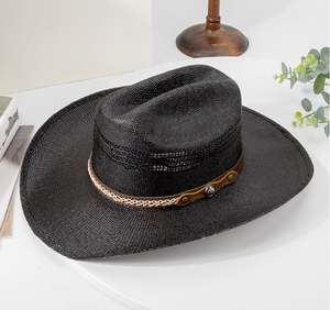 หมวกฟางกระดาษขายส่ง CLN62022 หมวกฟางบังโกร่าปีกกว้าง หมวกคาวบอย หมวกชายหาด หมวกซอมเบรโร หมวกท่องเที่ยว หมวกกันแดด - Product Image 3