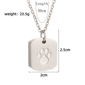 Collar de Acero Inoxidable al por Mayor B079, Collar con Diseño de Huella de Perro, Regalo Conmemorativo para Amantes de Mascotas - Product Image 5