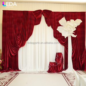 LEDA ของตกแต่งงานเลี้ยงวันเกิดสุดหรู ผ้าม่านสีแดงฉากหลังหลายชั้น ผ้าตกแต่งพื้นหลังลายตกปลา สำหรับงานแต่งงาน - Product Image 1