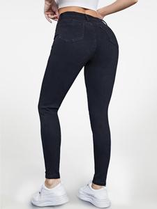 กางเกงยีนส์ทรงดินสอสีพื้นสำหรับผู้หญิง เอวสูง - Product Image 5