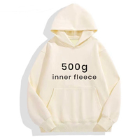Sweats à capuche et sweatshirts d'hiver en polaire doublés découpés pour hommes, taille plus, poids lourd 500G, disponible en L