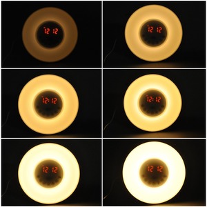 Digital Sunrise Alarm <b>Clock</b> Round Wake Up Light Color Changing <b>LED</b> Bedside Desk <b>Clock</b> FM Radio White Noise - Product Image 5
