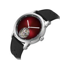 Jam Tangan Sport Mewah Skeleton OEM Baru, Baja Anti Karat, Kaca Safir, Kulit, Tahan Air, Tourbillon, Mekanik