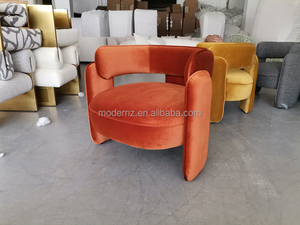 كرسي استرخاء فاخر عصري مغطى بقماش البوكليه الفريد للمنزل والفنادق، كرسي أنيق من القطيفة لغرفة المعيشة - Product Image 3