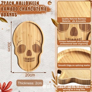 Bandeja de Madera con Forma de Calavera para Halloween, Plato Creativo para Servir Frutas y Bocadillos, Decoración de Mesa - Product Image 4