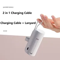 Mini batterie externe portable 5000 mAh pour iPhone Samsung Huawei OPPO Xiaomi avec câble – Chargeur externe compact