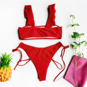 FYA1394 nuevo Sexy rojo <span class=keywords><strong>de</strong></span> lado vendaje tubo Top <span class=keywords><strong>Bikini</strong></span> <span class=keywords><strong>de</strong></span> mujeres - Product Image 4