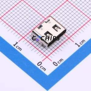 TYPE-C 6PIN DT USB Connector SMD Connector ( Connector Type: Type-C )( Gender: Female )( Mounting Type: Horizontal Mount ) - Product Image 1