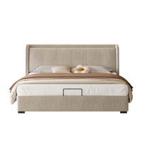 Lit en bois massif rembourré personnalisable avec sommier à lattes silencieux 5D, écologique, gain de place, style italien moderne pour villa