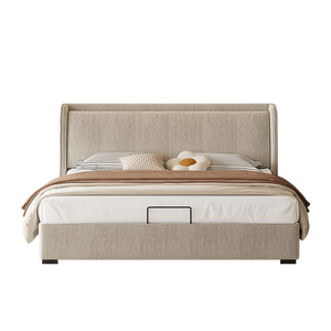 Customizable Upholstered Fabric Solid Wood <strong>Bed</strong> 5D Silent Slatted Base Eco-Friendly Space-Saving Modern Italian Style for Villa - Product Image 6
