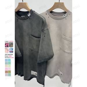 Мужская одежда на заказ, фабричная уличная одежда, 300 Gsm, футболка 100% хлопка с принтом Dtg, Большие футболки большого размера - Product Image 1