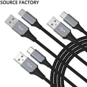 Benutzer definierte 3A Schnell ladung USB A bis Typ C Kabel Fabrik Nylon geflochten 1m 2m 3m Daten USB-Kabel für iPhone Kabel Handy Geflecht