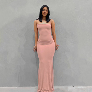 2022 nuovo <span class=keywords><strong>Casual</strong></span> da donna Dropshipping solido Maxi abito estivo da donna <span class=keywords><strong>Sexy</strong></span> elegante Body abito lungo sottoveste <span class=keywords><strong>abbigliamento</strong></span> - Product Image 3