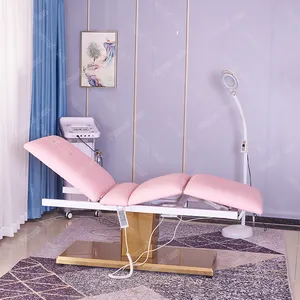Fábrica Atacado Luxo Rosa salão mobiliário equipamento elétrico beleza spa facia cama Mesa de massagem cama chicote