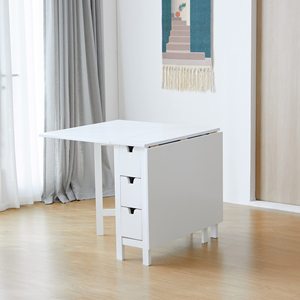 Tavolo da <span class=keywords><strong>Cucina</strong></span> Pieghevole Salvaspazio, Design Moderno Bianco per Piccoli Appartamenti e <span class=keywords><strong>Arredamento</strong></span> Compatto - Product Image 3