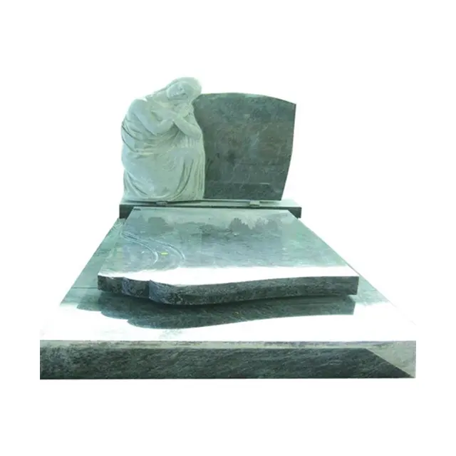 Yeni tasarım el oyma g603 granit yeşil cenaze anıtı mermer döşeme mezar taşı cilalı mermer anıt