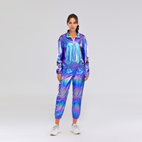 Luckpanther Factory Plus Size Casual Sweat à capuche réfléchissant Vêtements pour femmes Manteau et pantalon pour femmes Costume 2 pièces