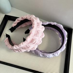 Squisito copricapo lavorato a maglia a sbuffo in tinta unita fascia testurizzata con trama arruffata fascia tridimensionale per il viso - Product Image 4