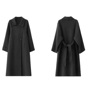 Op maat gemaakte premium wollen dames maxi-jas met revers, oversized, losvallend, warme herfst-winterjas - Product Image 2