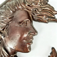 Décoration murale en métal en forme de visage de femme en croissant de lune en fonte, profil de dame à suspendre, emballage à bulles