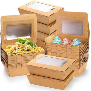Contenedores de Alimentos Kraft para Llevar con Ventana de Papel, Cajas de Pastelería para Catering, <span class=keywords><strong>Caja</strong></span> de Cartón Desechable para Almuerzo - Product Image 1