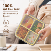 Boîte à lunch bento en acier inoxydable 304 LFGB, étanche, 4 compartiments, compatible micro-ondes, pour l'école et le bureau, logo personnalisé