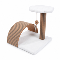 Árbol para Gatos Pequeño de Corcho, Poste Individual Semicircular con Parte Superior de Felpa, Poste Rascador Corrugado, 420 x 410 x 440 mm