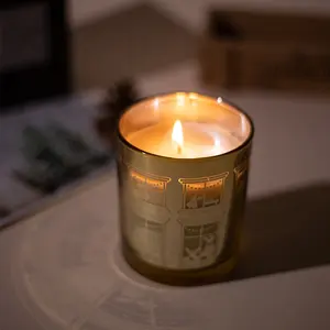 定制4盎司8盎司10盎司玻璃圆柱形椰子蜡金蜂蜜优雅圣诞购买带标志的香味蜡烛
