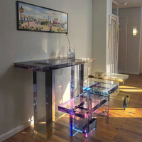 Nouvel arrivage Bureau en acrylique de style luxe doré dégradé à usage domestique Table d'étude en acrylique simple au design moderne