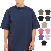 Kaos Pria 300g Katun Murni Heavyweight Retro Distressed Logo Custom DTG Vintage Washed Dropped
